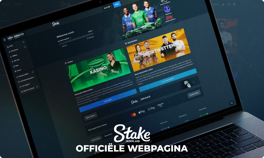 De officiële webpagina van Stake Nederland biedt een online gokplatform