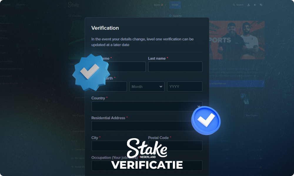 Het verificatieproces van Stake Casino vereist dat spelers hun identiteit bevestigen